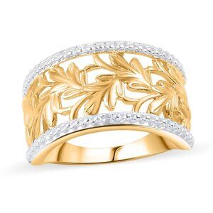 White Diamond Accent Ring in 18K Yellow Gold Plated Brass Size 7